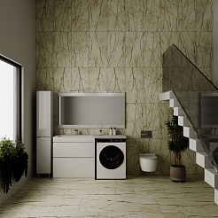 Style Line Тумба с раковиной Даллас 150 L 2 ящика под стиральную машину – фотография-13